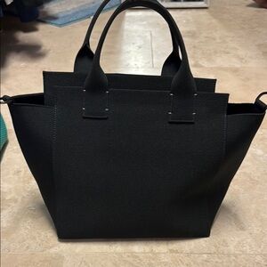 Black Structured Tote Bag with Top Handles